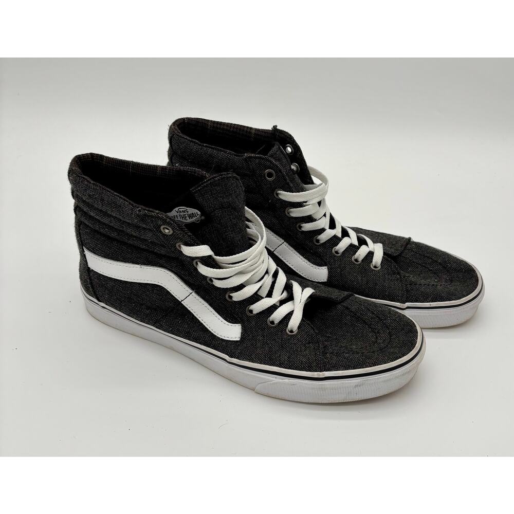 VANS Sk8 Hi Mens 12 Tweed Black True White Sneaker Shoes High Tops Athletic